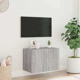 Berkfield Home TV Wall Cabinet with LED Lights Grey Sonoma 60x35x41 cm - Size: 60 x 35 x 41 cm - thumbnail 4
