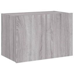Berkfield Home TV Wall Cabinet with LED Lights Grey Sonoma 60x35x41 cm - Size: 60 x 35 x 41 cm - thumbnail 3