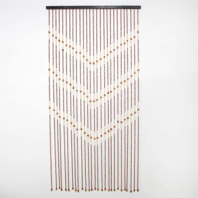 Nordara 90x175cm Wooden Beads Door Curtain Room Divider Screen in Beige - Size: 90x175 cm - image 1