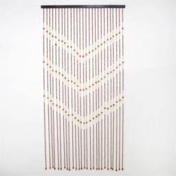 Nordara 90x175cm Wooden Beads Door Curtain Room Divider Screen in Beige - Size: 90x175 cm