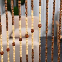 Nordara 90x175cm Wooden Beads Door Curtain Room Divider Screen in Beige - Size: 90x175 cm - thumbnail 3