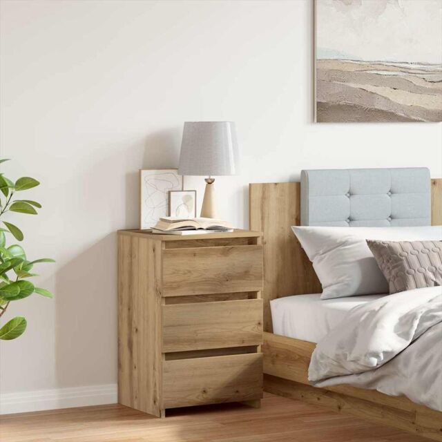 Berkfield Home Bedside Cabinet Artisan Oak 40x35x62.5 cm Engineered Wood in Brown - image 1