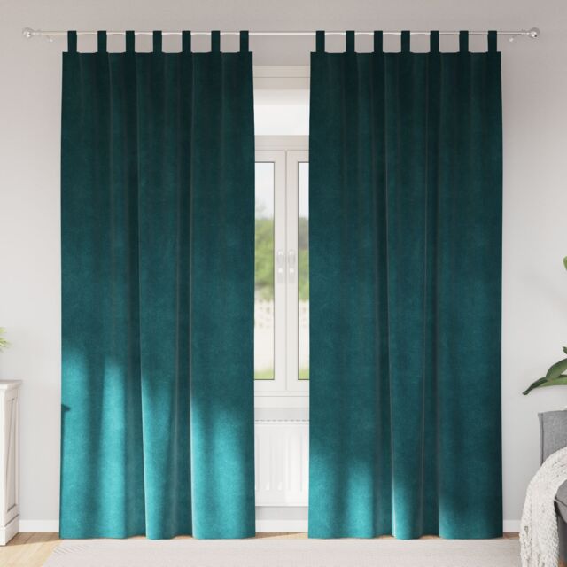 Berkfield Home Blackout Curtains with Hanging Loops 2 pcs Dark Green Velvet - image 1