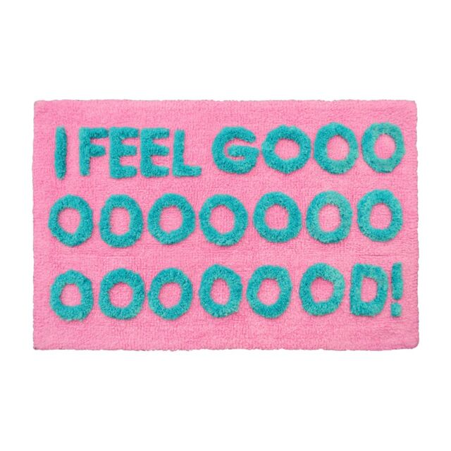 Mooky Mats I Feel Good Slogan Bath Mat in Fuchsia - image 1