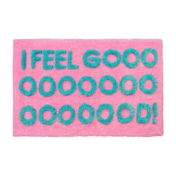 Mooky Mats I Feel Good Slogan Bath Mat in Fuchsia - thumbnail 1