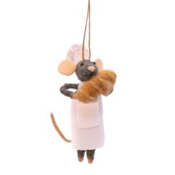 The Alphabet Gift Shop Sourdough Baking Mouse Christmas Decoration in White - thumbnail 2