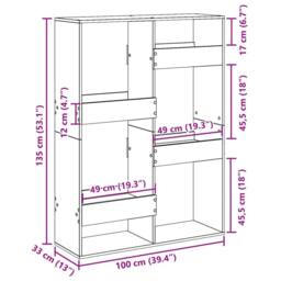 Berkfield Home Bookcase Sonoma Oak 100x33x135 cm Engineered Wood in Light Tan - Size: 100 x 33 x 135 cm - thumbnail 9