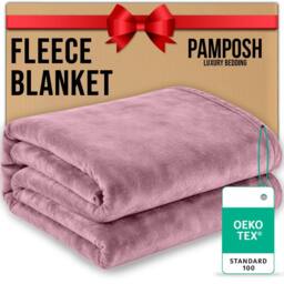Pamposh Luxury Reversible Pink Fleece Blanket Ultra-Soft Throw for Sofa - Size: Small - thumbnail 2