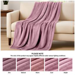 Pamposh Luxury Reversible Pink Fleece Blanket Ultra-Soft Throw for Sofa - Size: Small - thumbnail 9