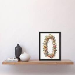 Artery8 Summer Flower Wreath Illustration Teyler Framed Wall Art Print in White - Size: A4 - thumbnail 2