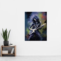 "Artery8 Wall Art Print Gothic Metal Guitar Virtuoso Colourful Artwork Musician Playing Music Solo Poster - Size: W24"" x H32""" - thumbnail 4