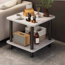 NESTLUNE 2 Tier Small Side Table Sofa End Table in White - Size: 100 cm x 100 cm - thumbnail 6