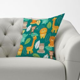 Warren Reed - Designer Jungle Animals Cushions in Green - Size: 60 cm x 60 cm - thumbnail 3