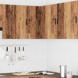 "Berkfield Home Kitchen Wall Corner Cabinet ""Porto"" Old Wood Engineered Wood in Brown" - thumbnail 3