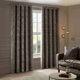 Paoletti Manhattan Velvet Eyelet Curtain Pair in Natural - Size: 168 cm width x 183 cm drop - thumbnail 2