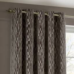 Paoletti Manhattan Velvet Eyelet Curtain Pair in Natural - Size: 168 cm width x 183 cm drop - thumbnail 3