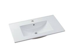 Vente-unique Wall-Hung Bathroom Unit With Inset Basin - Natural & White - 80 Cm in Light Oak - thumbnail 6