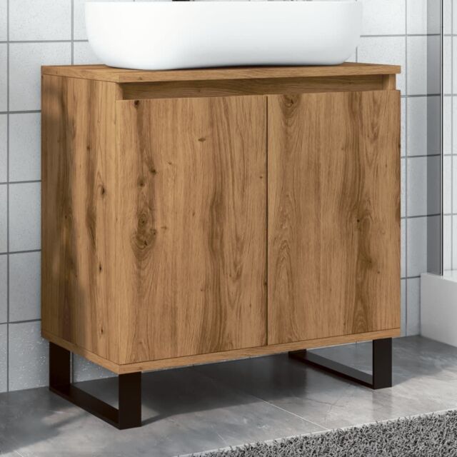 Berkfield Home Bathroom Cabinet Artisan Oak 58x33x60 cm Engineered Wood in Brown - Size: 58 x 33 x 60 cm - image 1