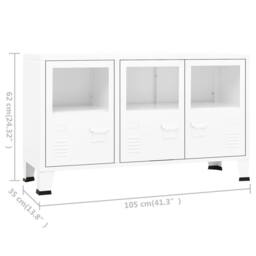 Berkfield Home Industrial Sideboard White 105x35x62 cm Metal & Glass - Size: 105 x 35 x 62 cm - thumbnail 9