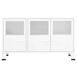 Berkfield Home Industrial Sideboard White 105x35x62 cm Metal & Glass - Size: 105 x 35 x 62 cm