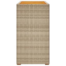 Berkfield Home Garden Side Table with Wooden Top Beige 100x40x75 cm Poly Rattan - Size: 100 x 40 x 75 cm - thumbnail 5