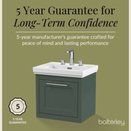 Balterley Wall Hung 1 Drawer Vanity Unit & 3TH Fireclay Basin, 500mm, Green - thumbnail 7
