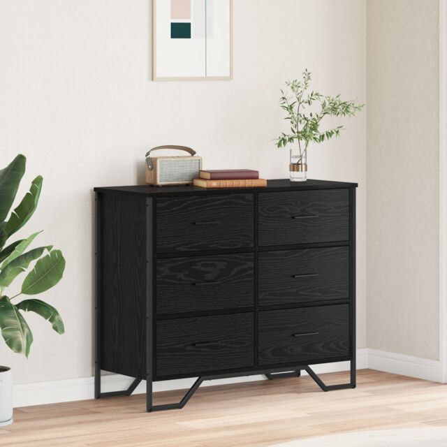 Berkfield Home Chest of Drawers Black Oak 91x35.5x74.5 cm Engineered Wood - image 1