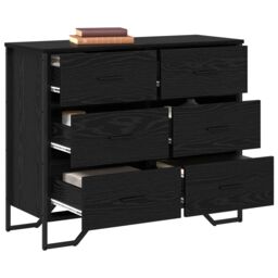 Berkfield Home Chest of Drawers Black Oak 91x35.5x74.5 cm Engineered Wood - thumbnail 3
