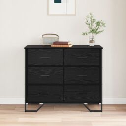 Berkfield Home Chest of Drawers Black Oak 91x35.5x74.5 cm Engineered Wood - thumbnail 4
