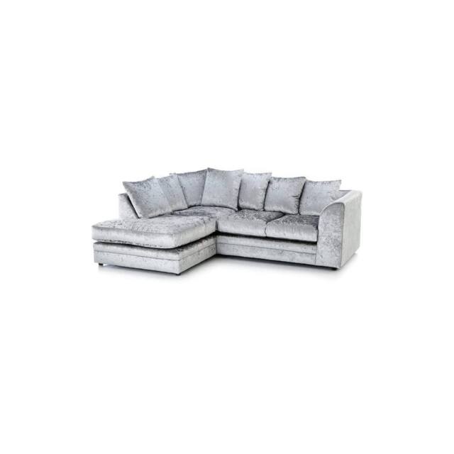 LUXURY LIFE Declan Crushed Velvet Fabric Left Hand Facing Corner Sofa in Silver - image 1