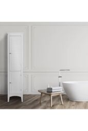 Teamson Home Bathroom White Wooden Free Standing Tall Cabinet - thumbnail 2