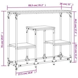 Berkfield Home Classic Console Table Grey Sonoma 89.5x28x76 cm Engineered Wood - thumbnail 9