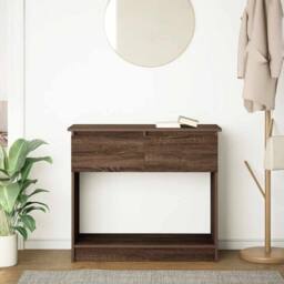 Berkfield Home Modern Console Table with Drawers Brown Oak 85.5x38.5x74.5 cm