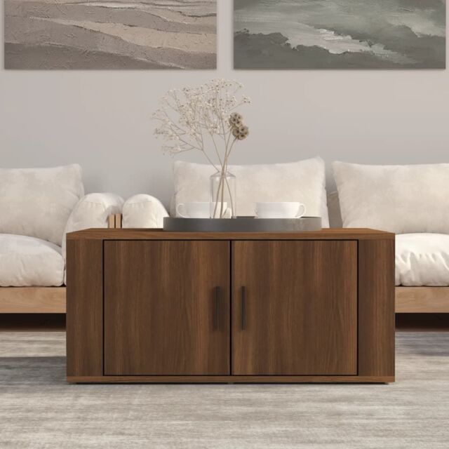 Berkfield Home Coffee Table Brown Oak 80x50x36 cm Engineered Wood - Size: 80 x 50 x 36 cm - image 1