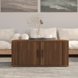 Berkfield Home Coffee Table Brown Oak 80x50x36 cm Engineered Wood - Size: 80 x 50 x 36 cm - thumbnail 1