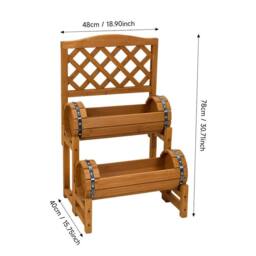 Kelvenix 2 Tier Wooden Raised Bed with Trellis Elevated Planter in Brown - Size: 100g - thumbnail 2