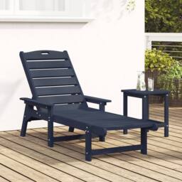 Berkfield Home Sun Lounger Navy Blue 53x162x98.5 cm HDPE - thumbnail 3