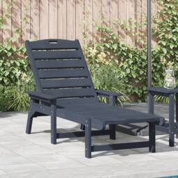 Berkfield Home Sun Lounger Navy Blue 53x162x98.5 cm HDPE - thumbnail 1