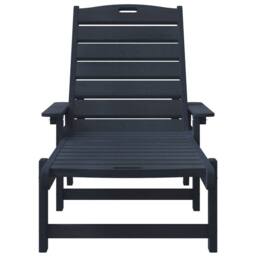 Berkfield Home Sun Lounger Navy Blue 53x162x98.5 cm HDPE - thumbnail 4