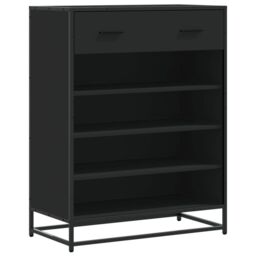 Berkfield Home Shoe Cabinet Black 75x38x97.5 cm Engineered Wood & Metal - thumbnail 2