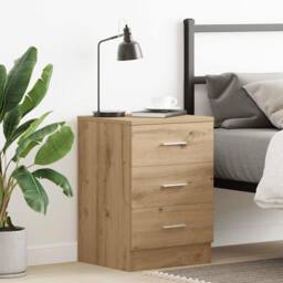 Berkfield Home Bedside Cabinet Artisan Oak 38x35x55 cm Engineered Wood in Brown - Size: 38 x 35 x 55 cm - thumbnail 3