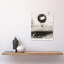 "Artery8 The Eye Like a Strange Balloon Redon Vintage Wall Art Print Poster in Grey - Size: W12"" x H16""" - thumbnail 4