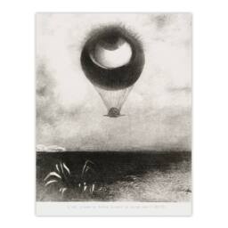 "Artery8 The Eye Like a Strange Balloon Redon Vintage Wall Art Print Poster in Grey - Size: W12"" x H16""" - thumbnail 1