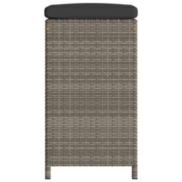 Berkfield Home Garden Bar Stools with Cushions 4 pcs Grey Poly Rattan - thumbnail 5