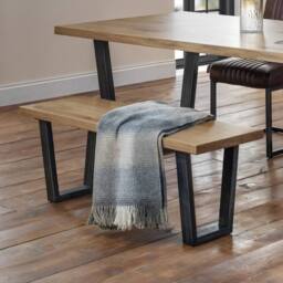 Cheshire Premium Kingsley Wooden Bench in Oak with Gunmetal Frame in Light Oak - thumbnail 2