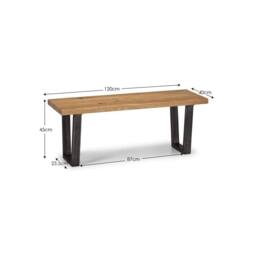 Cheshire Premium Kingsley Wooden Bench in Oak with Gunmetal Frame in Light Oak - thumbnail 4