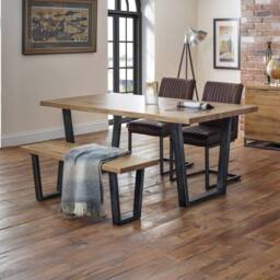 Cheshire Premium Kingsley Wooden Bench in Oak with Gunmetal Frame in Light Oak - thumbnail 5