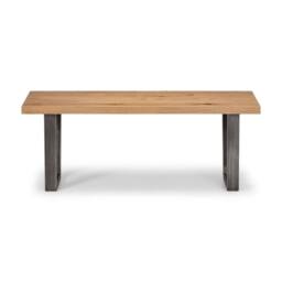 Cheshire Premium Kingsley Wooden Bench in Oak with Gunmetal Frame in Light Oak - thumbnail 6