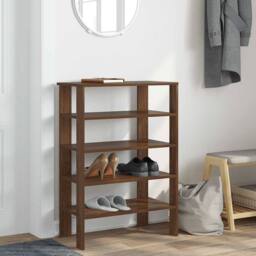 Berkfield Home Shoe Rack Brown Oak 61x32x87.5 cm Engineered Wood - thumbnail 1