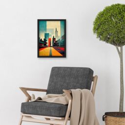 Artery8 Broadway New York City Street Modern Cityscape Artwork Framed Wall Art Print A4 in Black - thumbnail 2